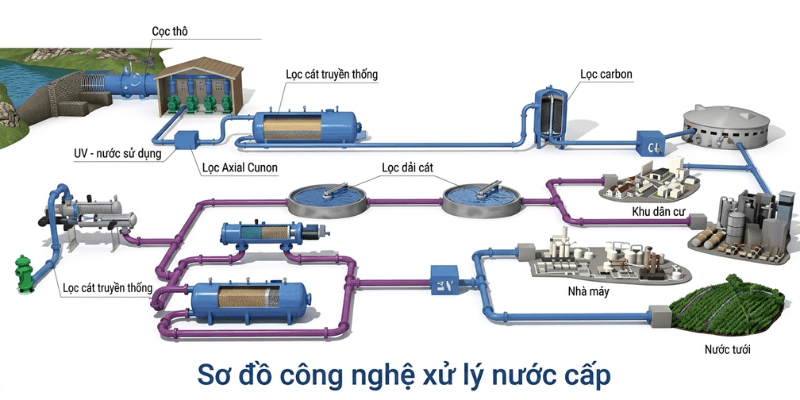 sơ đồ nguyên lý xử lý nước